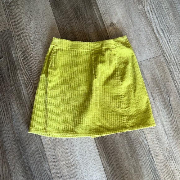 Vintage Express Jeans by express lime green corduroy wrap skirt Mod skater 9/10 - Picture 5 of 6